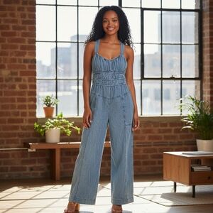FP Movement by Free People Light Blue Denim Overalls